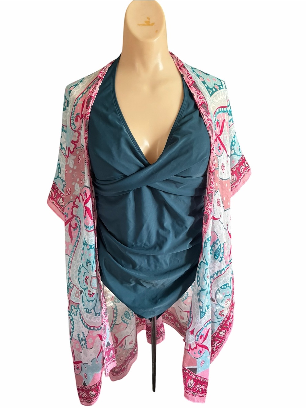 Cupshe One-Piece Swimsuit in Marine Blue & Coverup
